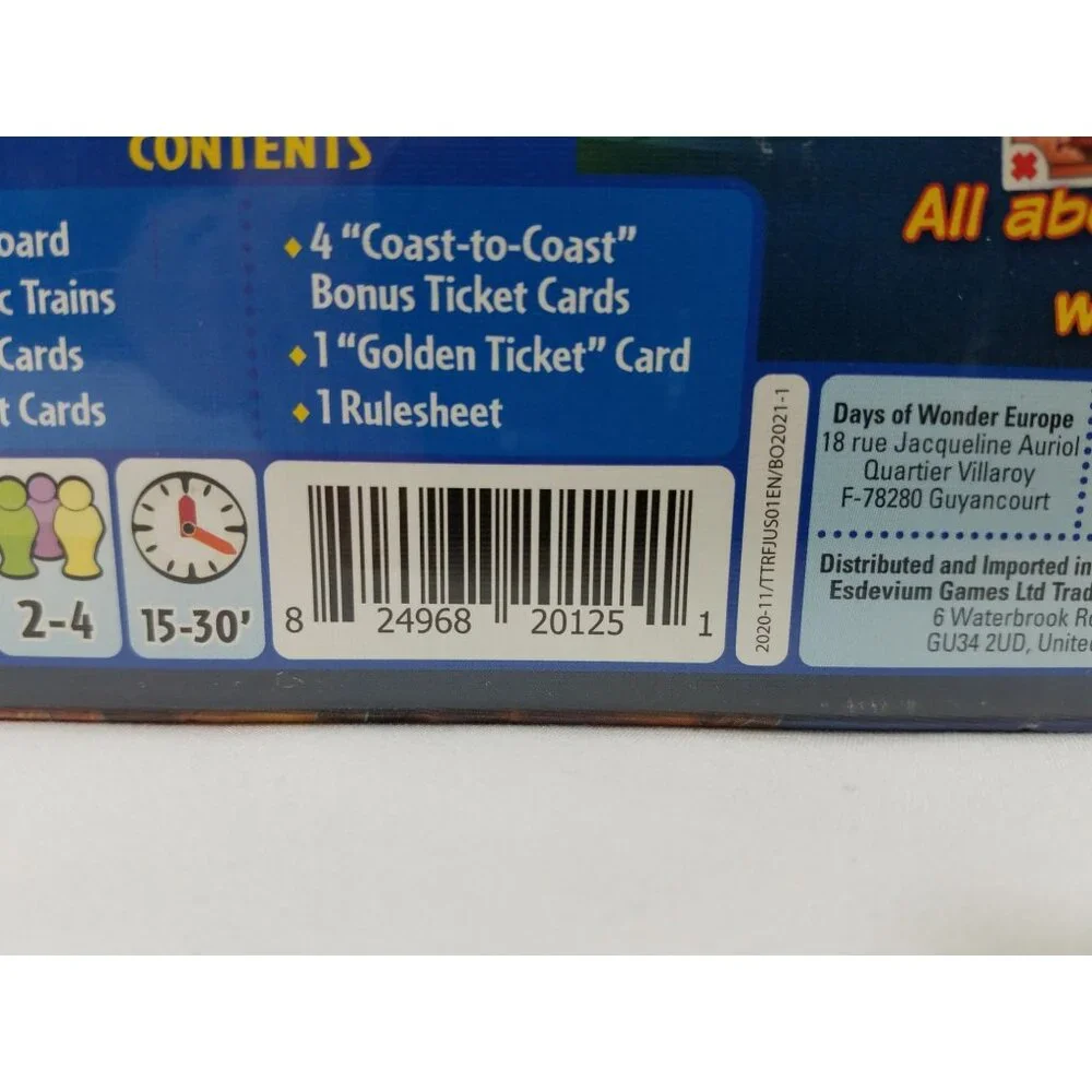 Days of Wonder Ticket to Ride First Journey New In Box Alan R. Moon 2020